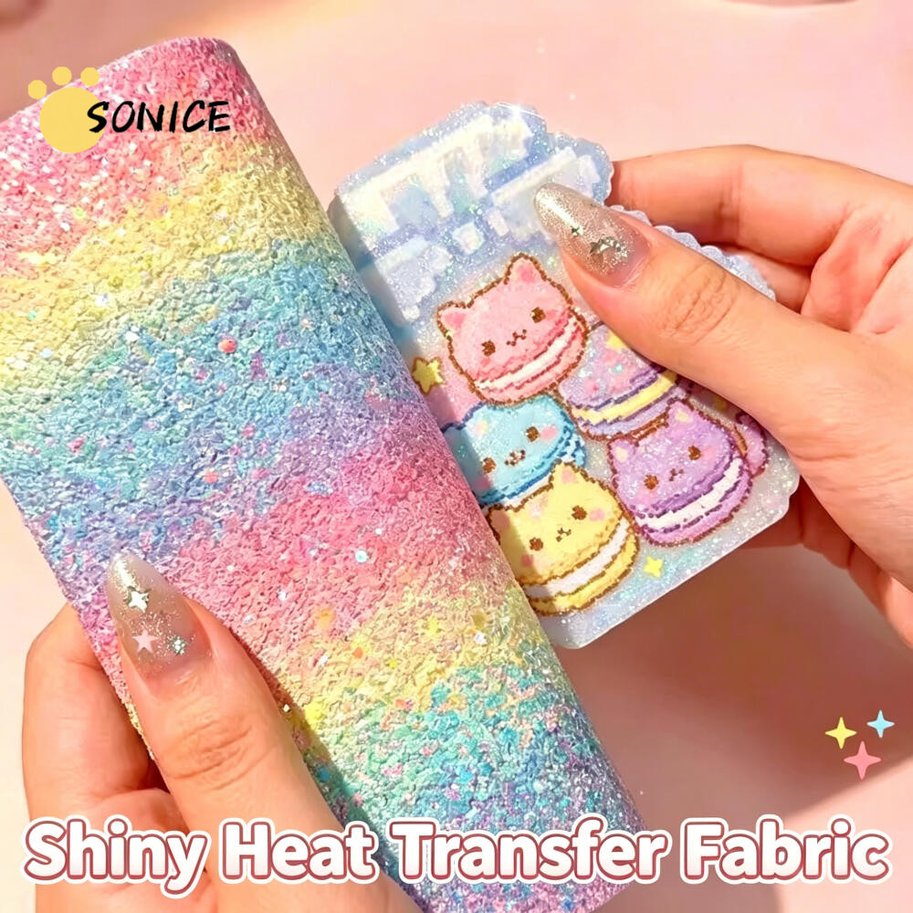Gradient Glitter ตารางรีดผ้าผ้า 20x15 ซม.เงา Fusible แผ่น DIY Craft Perler ลูกปัดเบเกอรี่อุปกรณ์เสริม