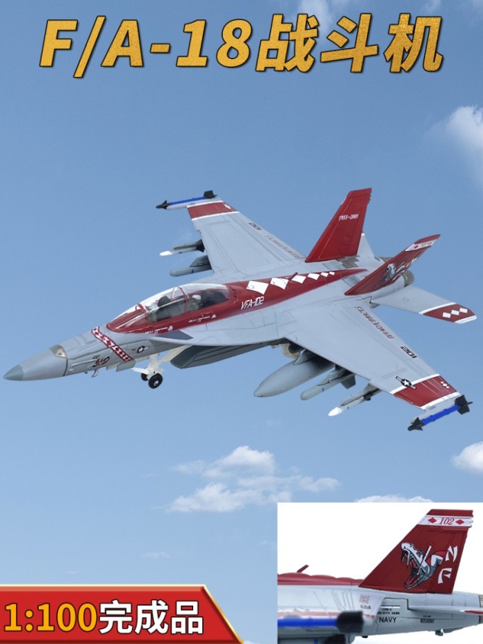 1: 100 American F/A-18 Sidewinder Squadron Fighter F18 เครื่องบินรุ่นโลหะผสมกาวฟรีผลิตภัณฑ์สําเร็จรู
