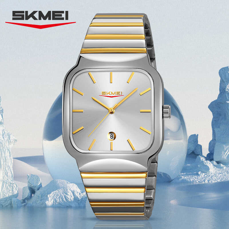 Moment Beauty Unique Square Men Women Watch Niche Fashion Steel Band Calendar Simple Quartz Watch ผู
