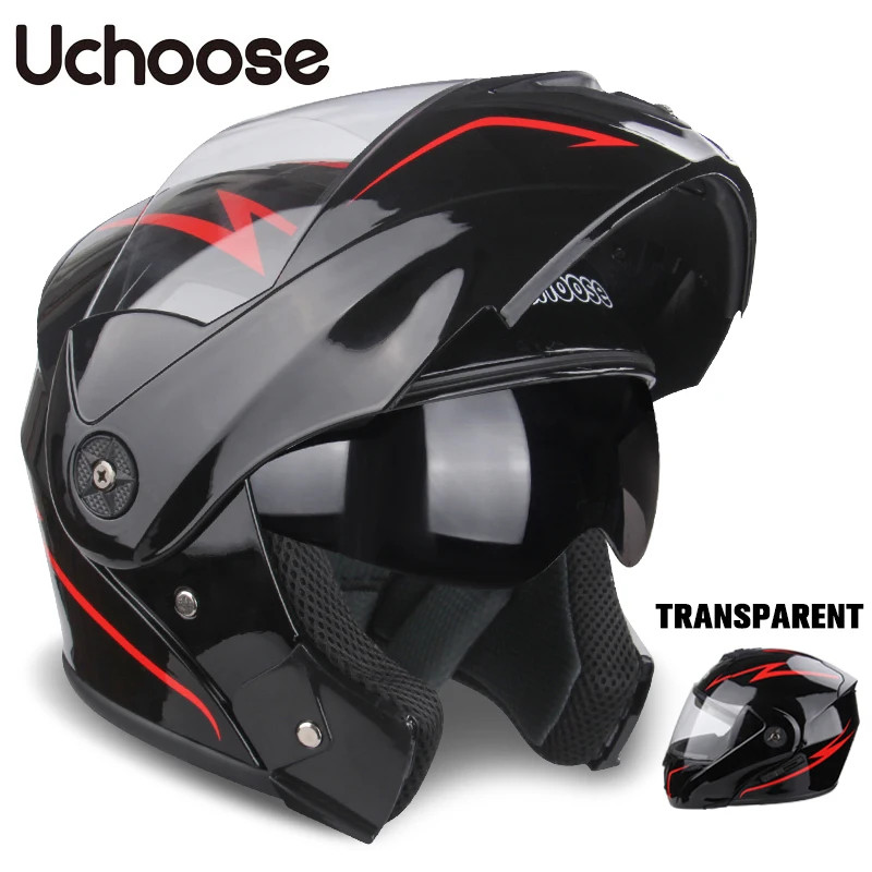 Uchoose Unisex Motorcycle Helmet DOT Certification Double Lens Cross Section Helmet Safety Modular