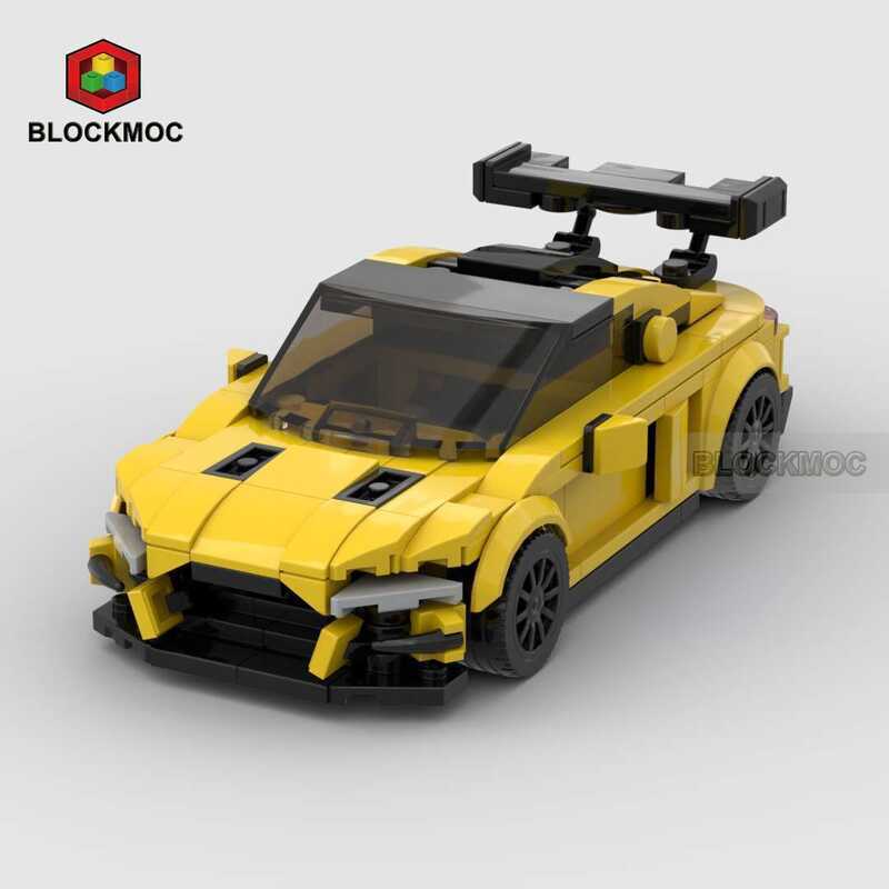 MOC ของเล่นเพื่อการศึกษา Audi R8 Racing กีฬารถใช้งานร่วมกับ Lego Building Blocks คอลเลกชันของขวัญ