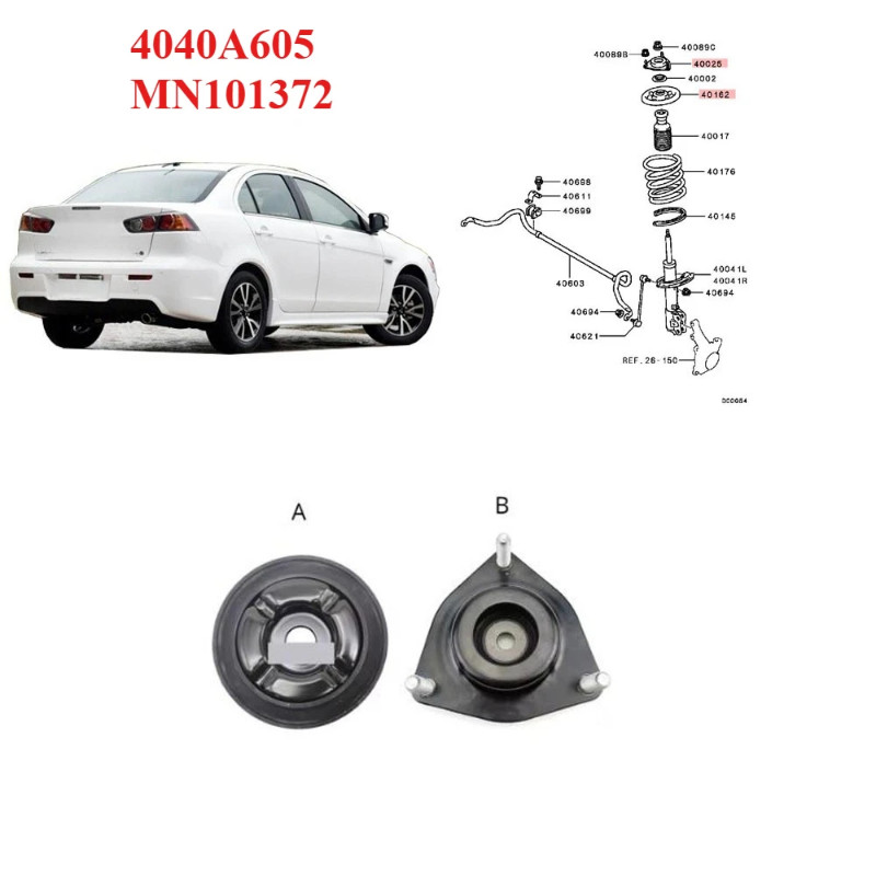 1 Piece 4040a605 MN101372 Metal Strut Shock Mount for Asx EX 07-12 Absorber Bearing for Asx Insulat