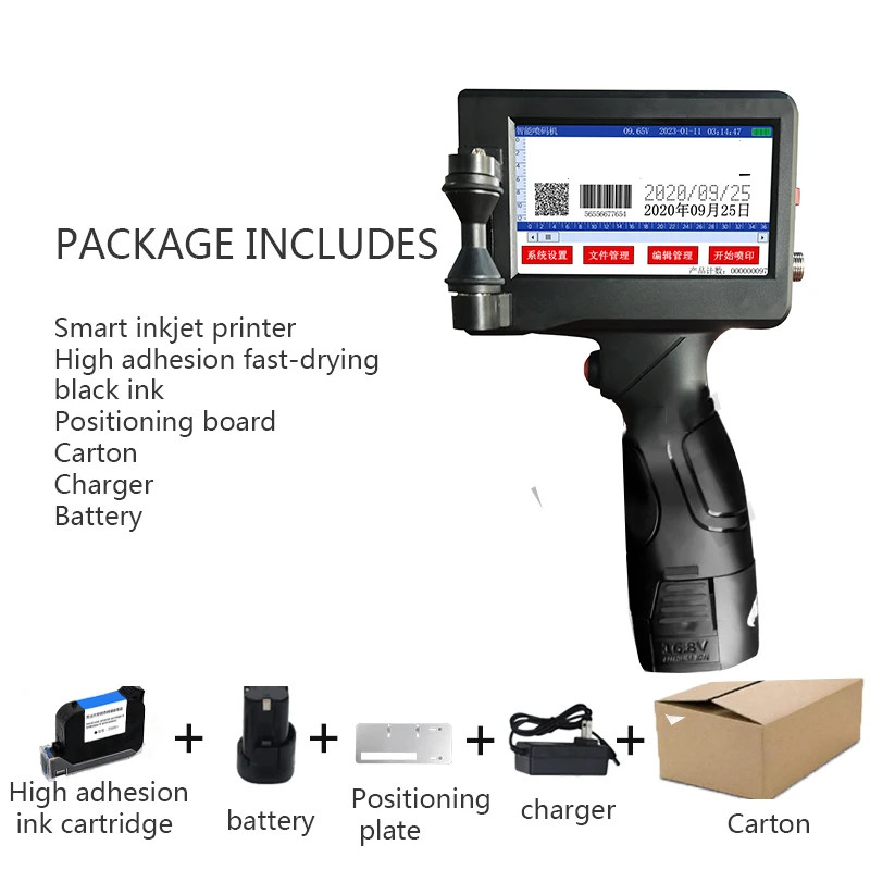 Handheld Smart Inkjet Printer Portable Automatic Date Printer Coding Machine Label Barcode QR Code