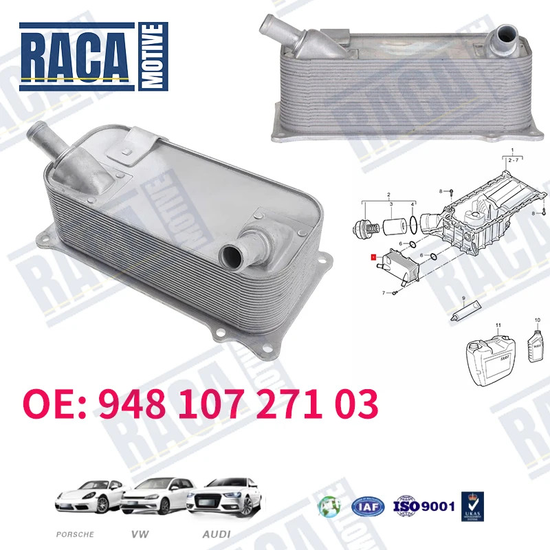 For Porsche Cayenne Turbo/GTS/S 2008-10 4.8L 4806CC V8 4-Door Engine Oil Cooler 94810727103 9481072