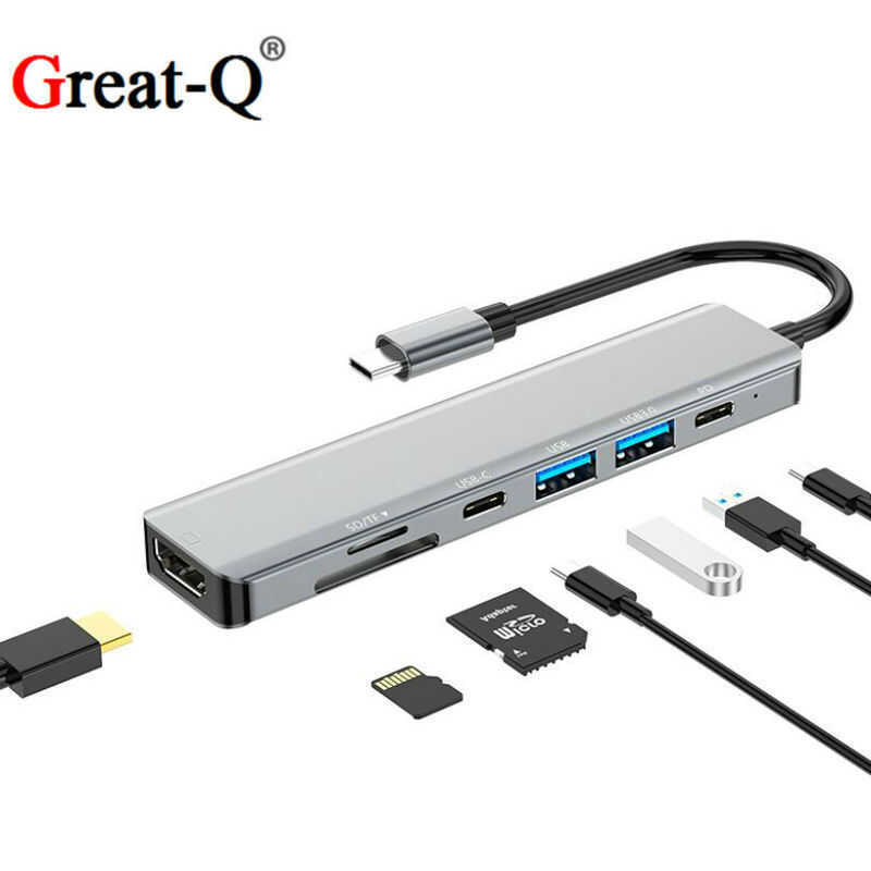 Type-c ถึง HD 7 in 1 type-c hub Docking Station 4K hdmi USB3.1 HUB Hub