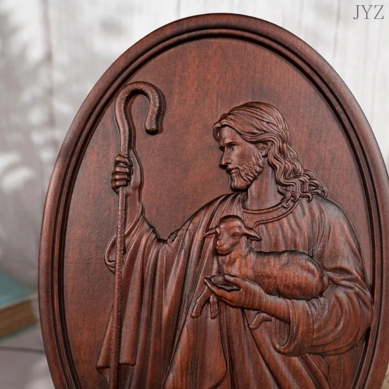 Jesus Shepherd Wall Decor, Religious Mural, Christ Icon, Christian Statue, Catholic Figure