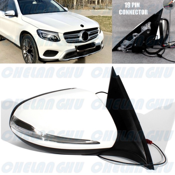 Right Side 19 Pins White Painted Power Fold Mirror For Benz X253 GLC300 GLC350 GLC350e GLC63 2016 2