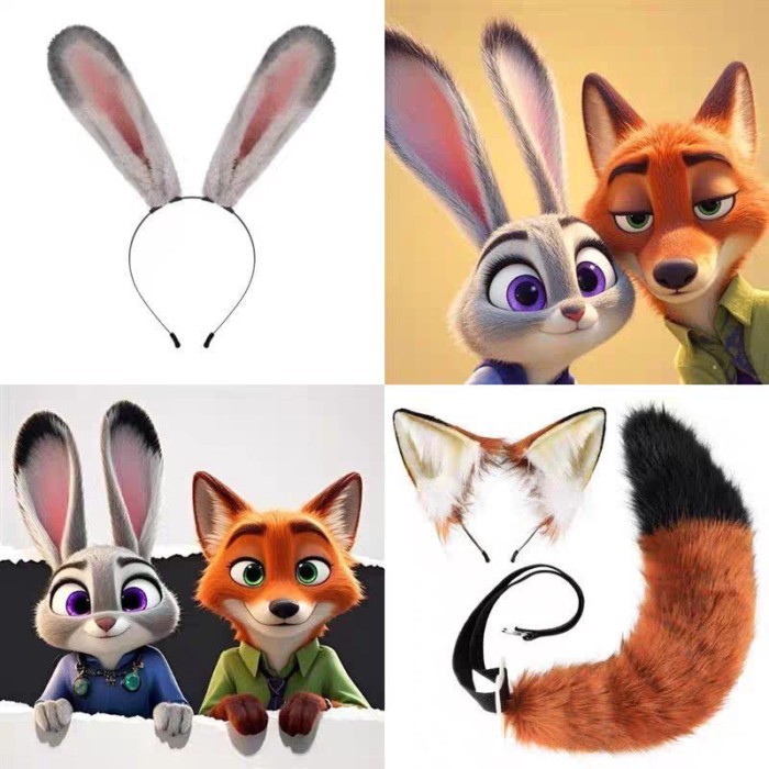 Zootopia Nick Fox Suit Judy ที่คาดผมหูกระต่ายจําลอง Fox Tail Cos การ์ตูนนิทรรศการ Fursuit