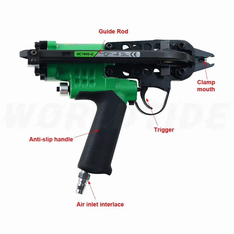 C-760 Pneumatic Hog Ring Gun 3.0mm to 4.0mm Closing Diameter 1/2-Inch Crown Hog Ring Staples C Ring