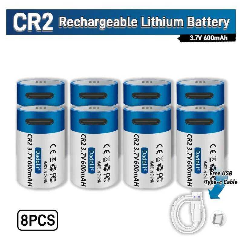 C 3.7V Cr2 600Mah Rechargeable Li-Ion Battery With USB Cable High Capacity For Digital Camera GPS S
