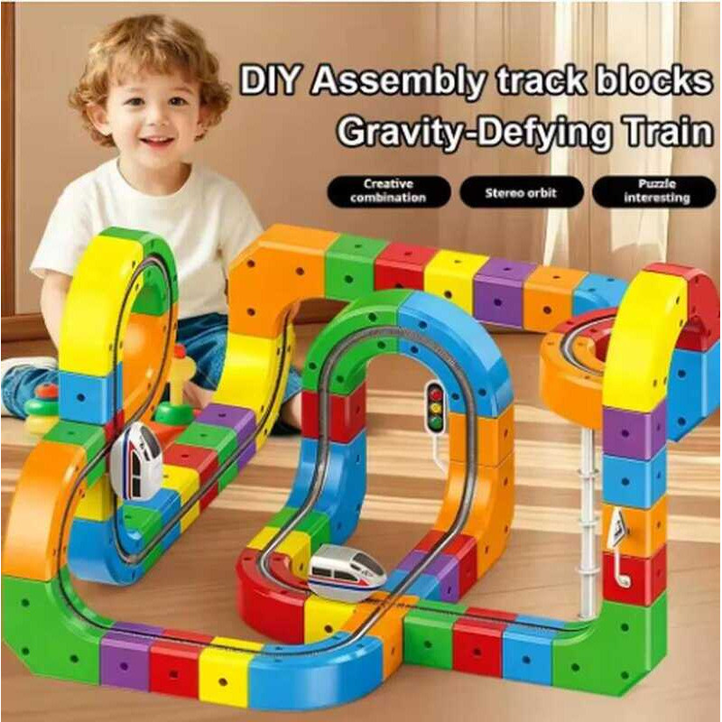 C Magic Rail Car Cube Toys For Kids Diy Assembly Magic Electronic Track Train Construction Children