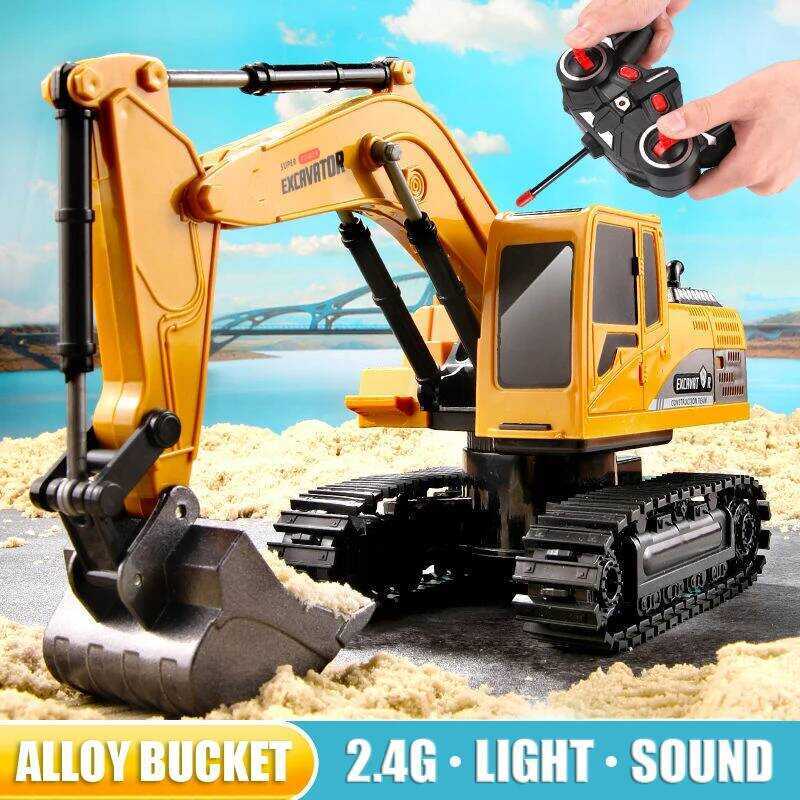C RC Excavator 2.4Ghz 6 Channel 1:24 RC Engineering Car Alloy And Plastic Excavator Boy Toy 6Ch And