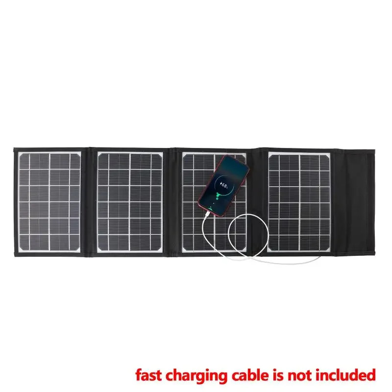 80W Outdoor Portable Foldable Solar Cells Bag 5V Solar Fast Charging Dual USB Output High-Efficienc