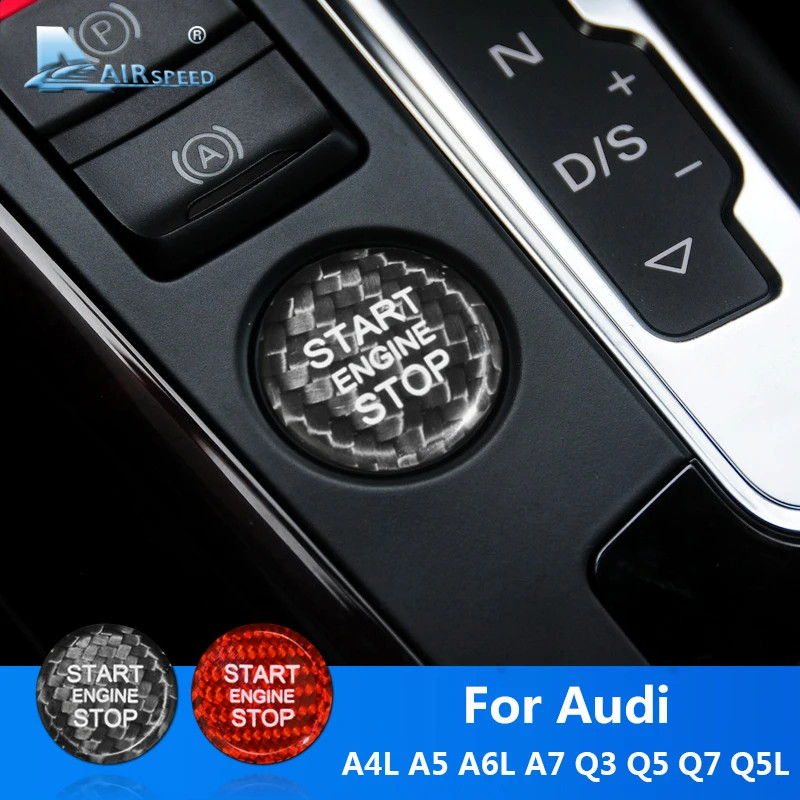 Real Hard Carbon Fiber for Audi A4 A5 A6 Q5 Q3 A7 Q7 Q5L Accessories Interior Trim Car Engine Start