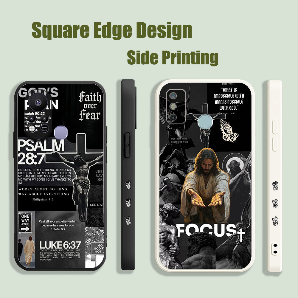 ปลอกสําหรับRealme C30s C30 9i 4G Bible Verse JESUS God Aesthetic ZDK03 เคสโทรศัพท์ขอบสี่เหลี่ยม