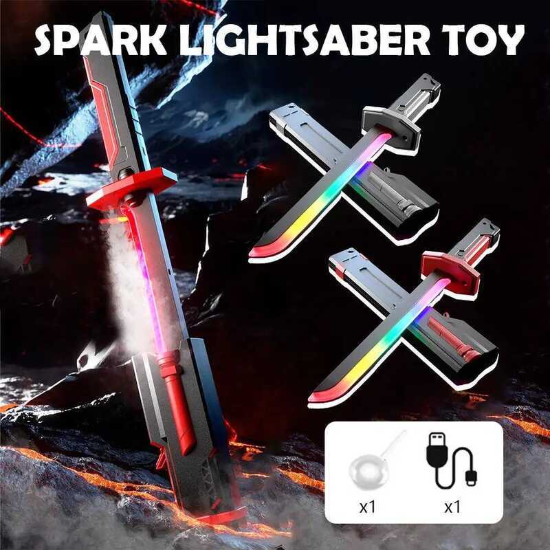 C Spark Sword With Sound Effect, Children's Luminous T, , Sound, Colorful, Spark, Knife Gifts, Suit