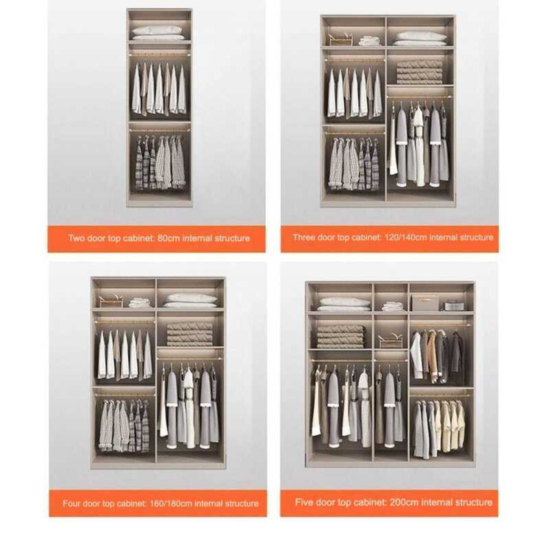 Modern Wardrobe Glass Door Closet Luxury Bedroom Storage Simple Style Customizable
