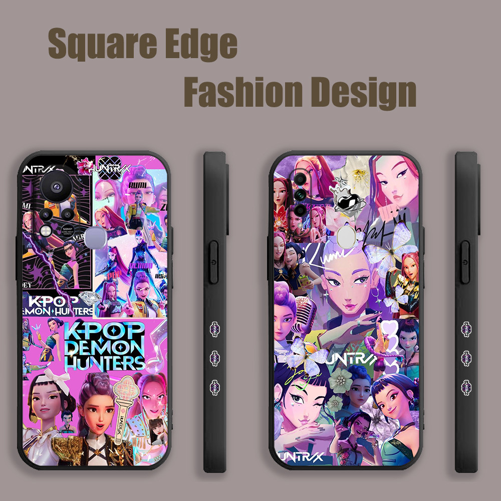 ปลอกสําหรับ OPPO A53 A76 Reno6z A95 Lite A96 A77 X5 Pro Reno 7 Reno 8 Kpop Demon Hunters สีชมพูสุนทร