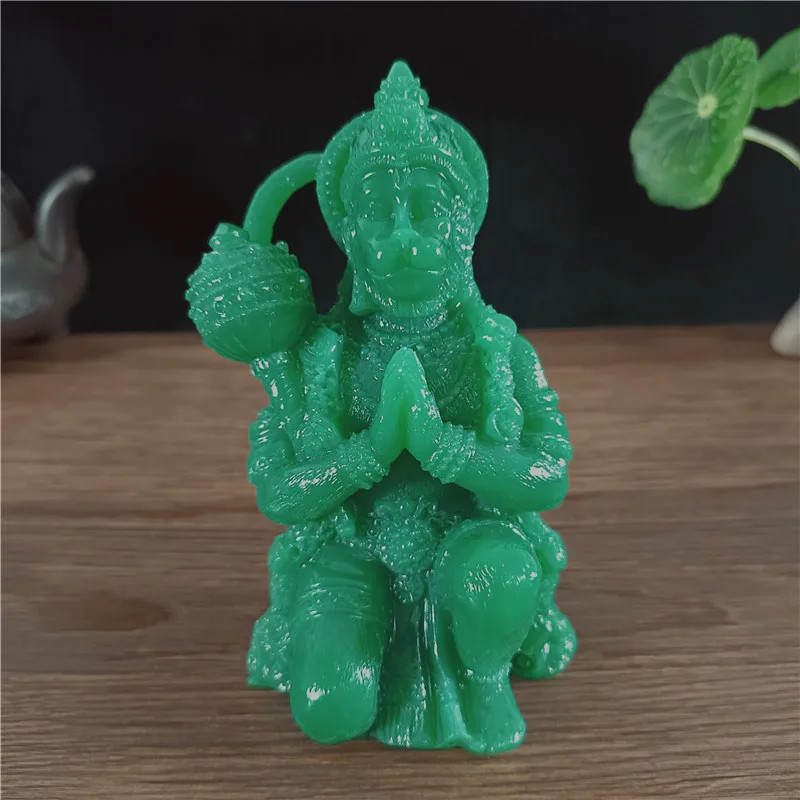 Jade Color Hanuman Statue Sculpture Big Resin Ornaments Hindu Monkey God Buddha Statues Figurine Ho