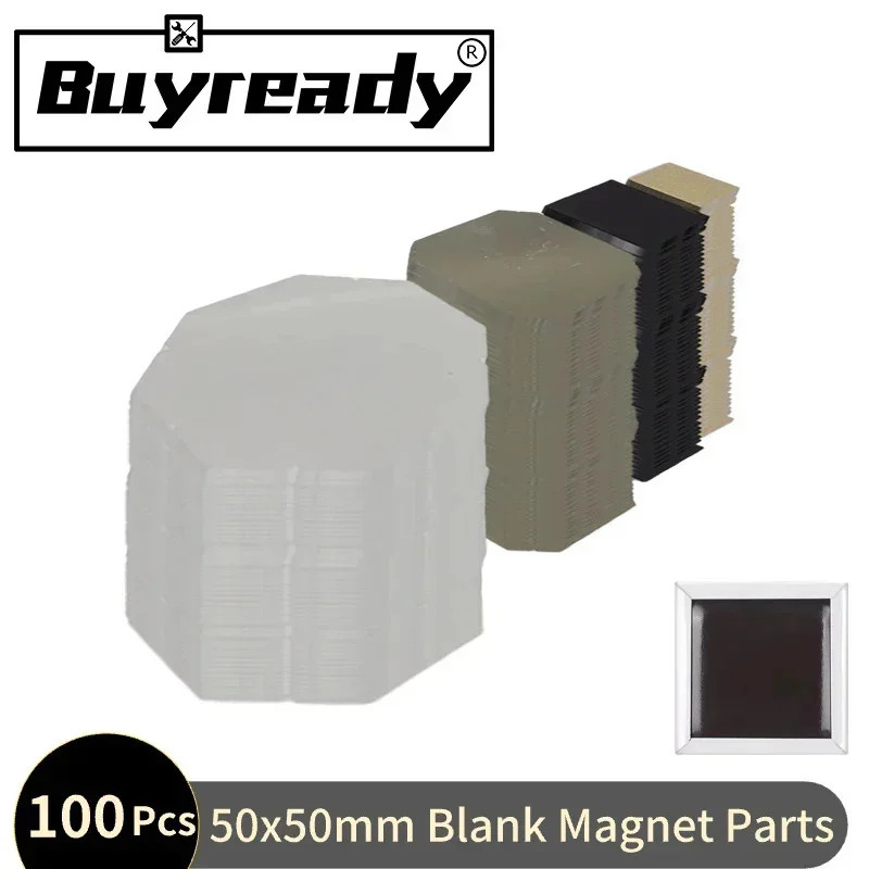 100Pcs 50×50mm Blank Refrigerator Magnet Parts Home Decoration Square Fridge Customized Photos Soft