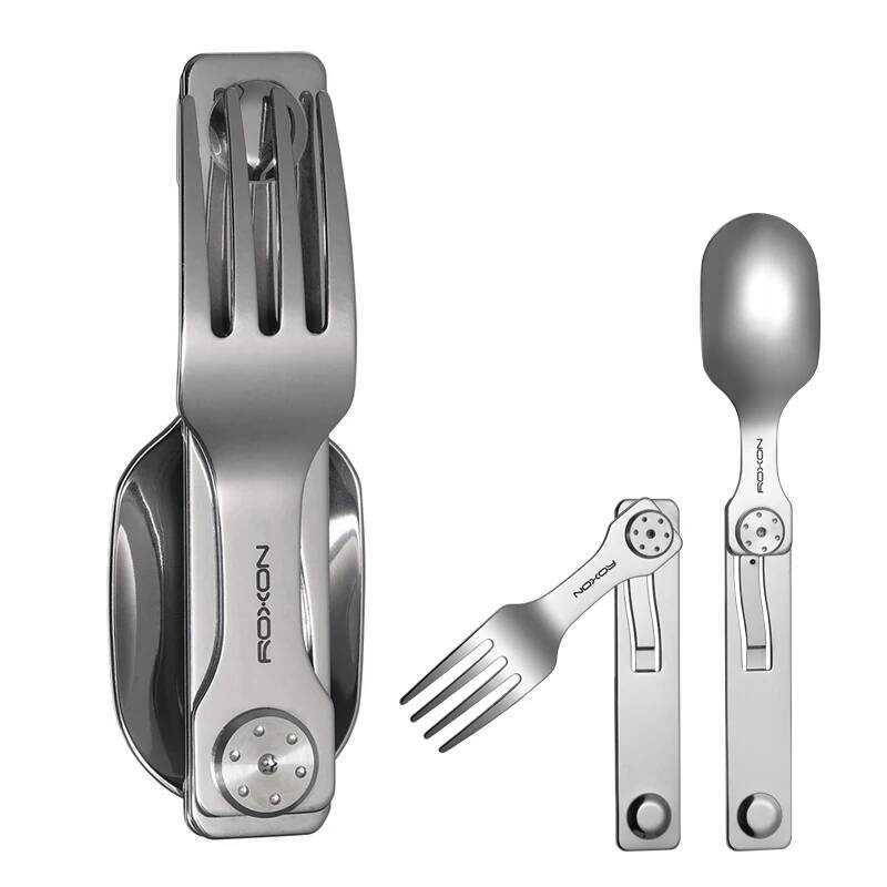 C Roxon C2 Camping Utensil, 2 In 1 Detachable Folding Cutlery With Fork & Spoon For Outdoor, Campin