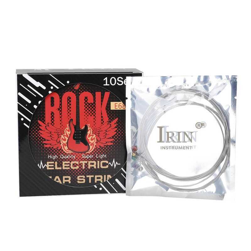 C 10 Set Electric Guitar Strings IRIN E680 1-6 Stainless Strings Silver Electric Guitar Musical Ins