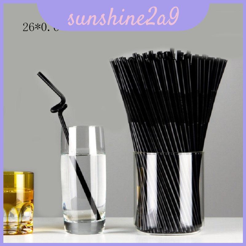 Bendy 100 ชิ้นหลอดสีดําเหมาะสําหรับเครื่องดื่มปาร์ตี้วันเกิดและฤดูร้อนที่หรูหรา