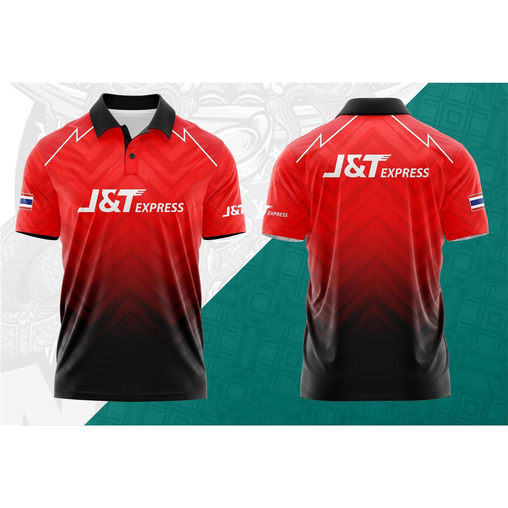 J & T Express JNT เสื้อโปโลแขนสั้นสำหรับพนักงานจัดส่งระบายอากาศความชื้น wicking พนักงานจัดส่งผ้าระบายความร้อนแห้งเร็ว – โปรปัง