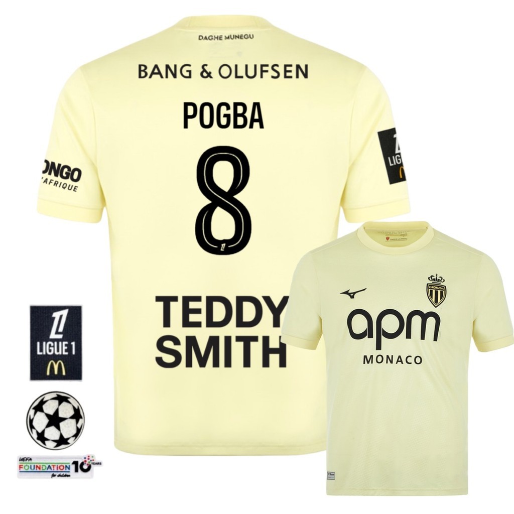 AS Monaco 2025/26 Fans Edition Mens Third Short Sleeves Football Jersey เสื้อยืด 8 POGBA