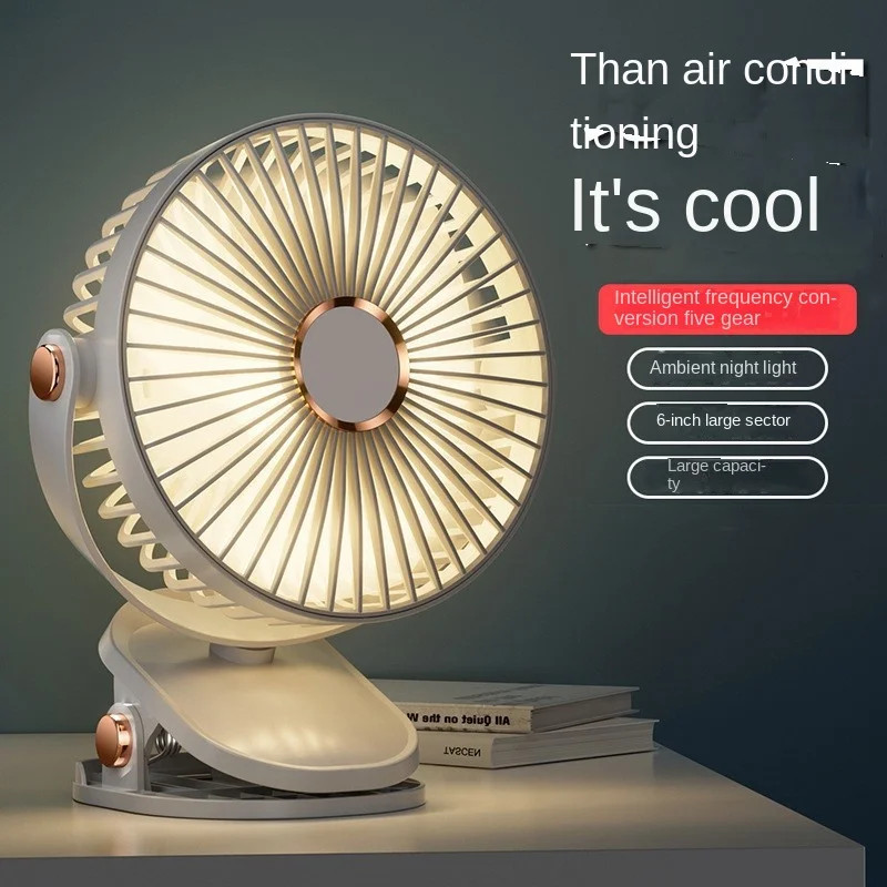 6 Inch Clip Fan Usb Charging Outdoor Night Light Student Dormitory Desktop Silent Mini Fan