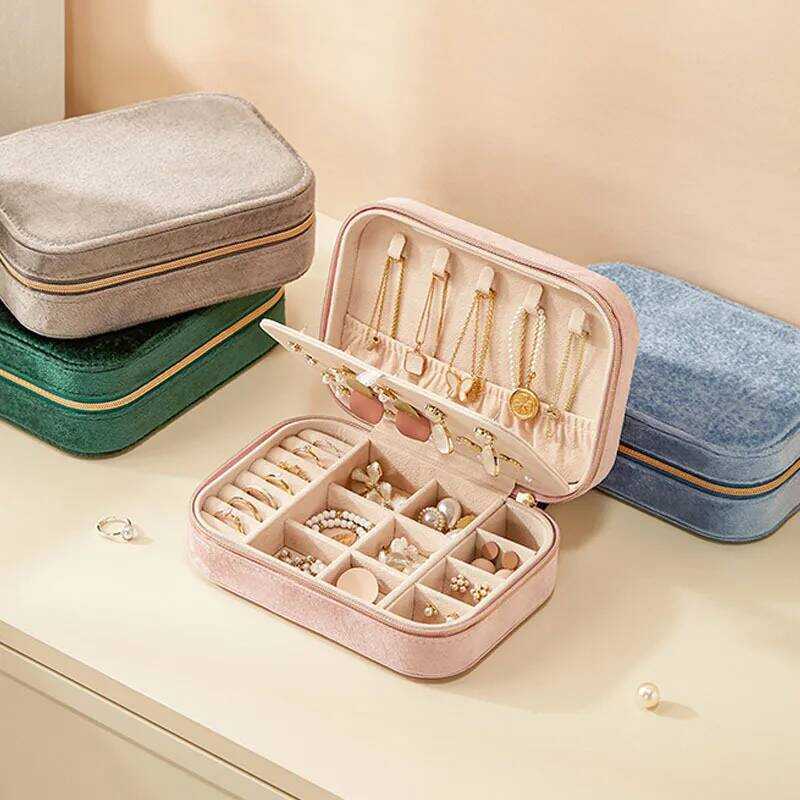 C Simple Jewelry Storage Box Portable Flannel Jewelry Jewelry Box Earrings Necklace