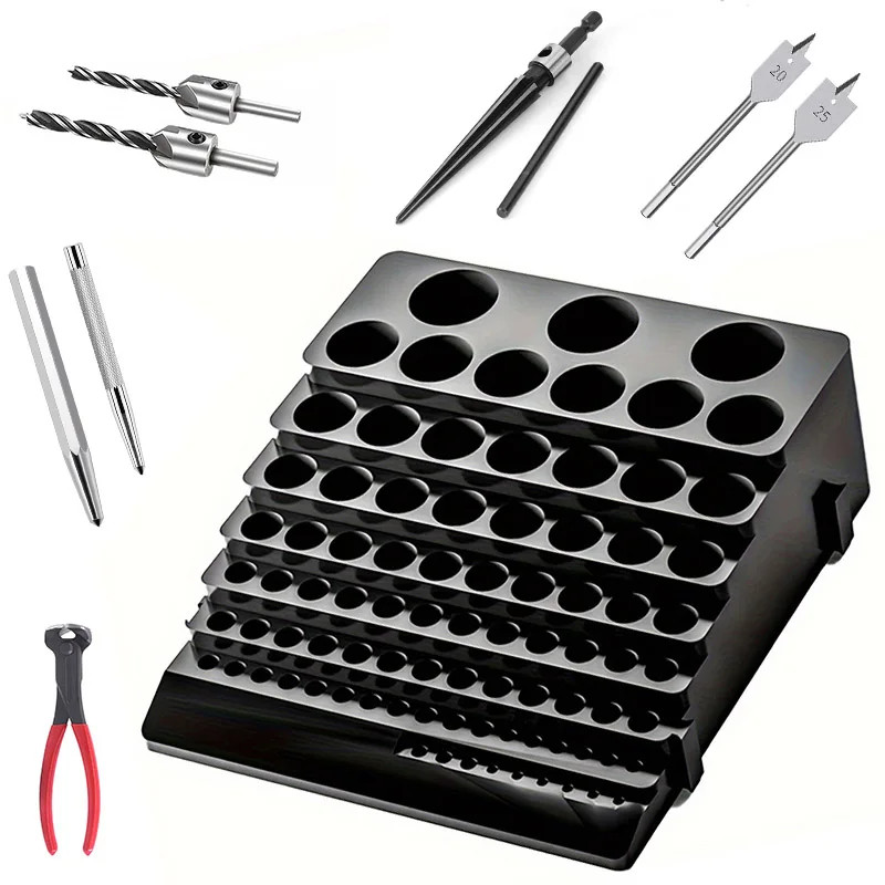 85 Hole Drill Bit Holder Storage Box Workbench Screwdriver Drill Bit Holder Storage Box Suitable fo