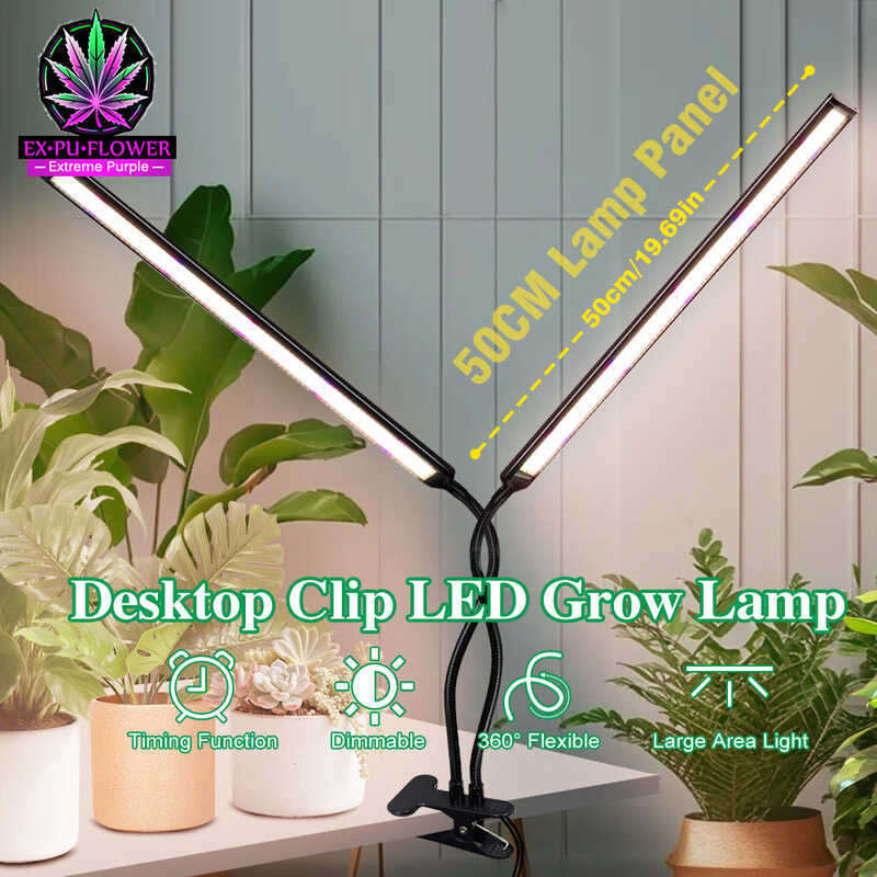 คลิปตั้งโต๊ะ LED 30W/60W พืชกันน้ําเต็มสเปกตรัมเติบโต UV IR สําหรับไฟต้นกล้าเรือนกระจกในร่ม