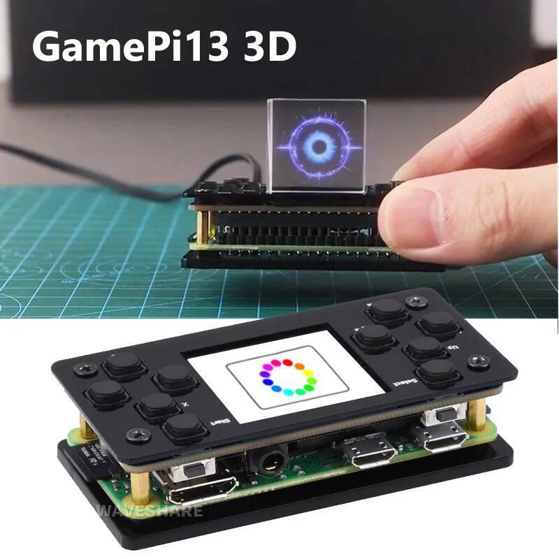 Waveshare หน้าจอ LCD ขนาด 1.3 นิ้ว 3D โปร่งใส Mini TV GamePi13 สําหรับ Raspberry Pi Zero 2W / Zero ไ