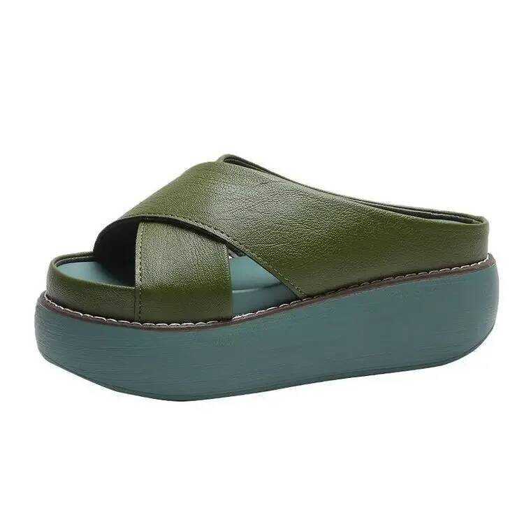 C Women Sandals Platform Summer Slippers Wedge Mujer Breathable Thick Sole Slippers Casual High Hee