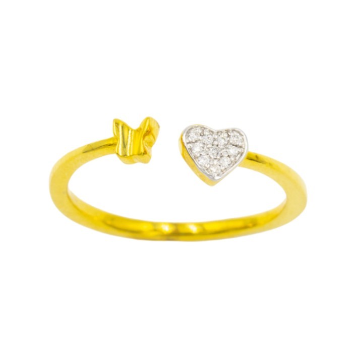 Happy Jewelry แหวนหัวใจเพชร ผีเสื้อ แหวนเพชร แหวนทองเพชรแท้ ทองแท้ 37.5% (9K) ME008