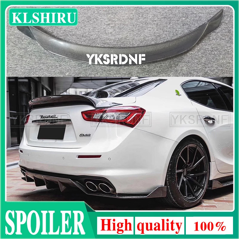 For Maserati Ghibli Carbon Fiber Spoiler M157 Trunk Lid 4-door Sedan 2014 - 2021 Ghibli M157 Rear T