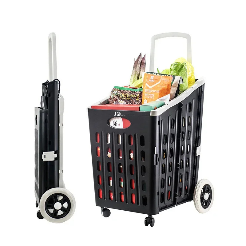 Supermarket Shopping Cart Foldable Trolley Household Elderly  Shopping Cart Mall Folding Shopping C
