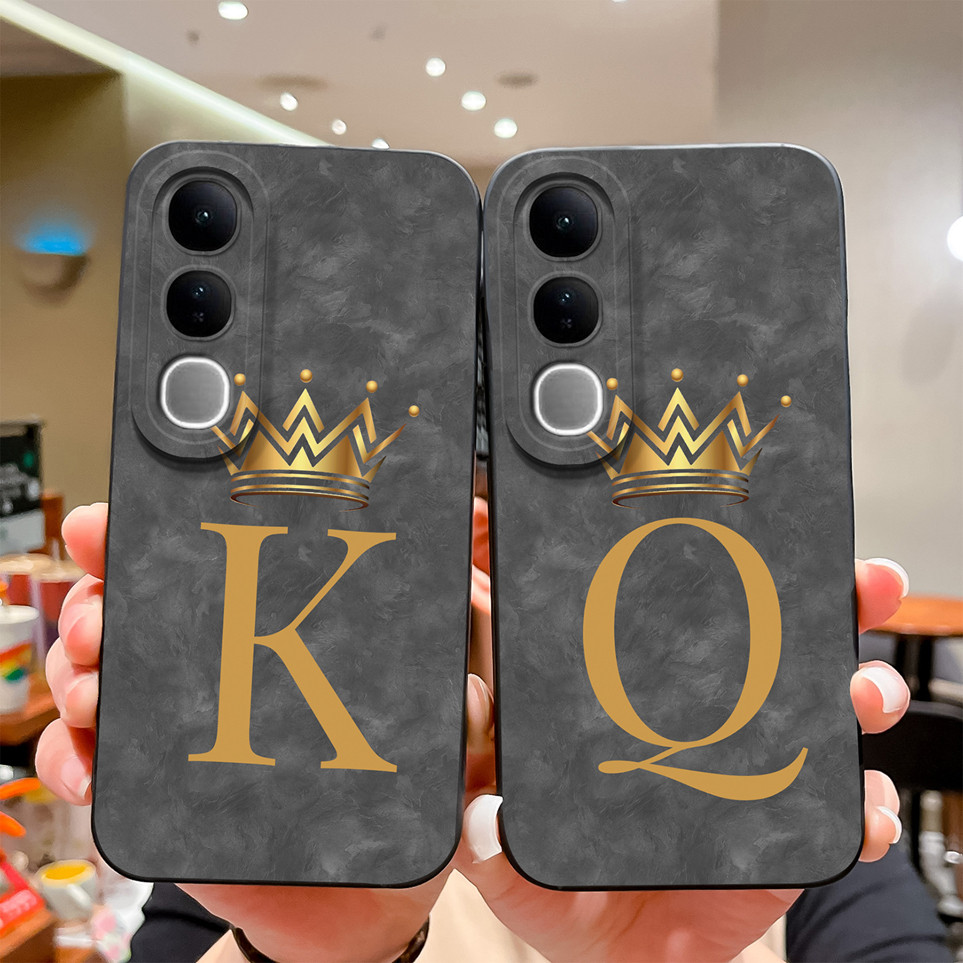 กรณีสีดําสําหรับ Vivo V50 Lite สําหรับ V2440 ปกหลังเริ่มต้น Letter Crown ซิลิโคนนุ่มนักเรียนตาสําหรั