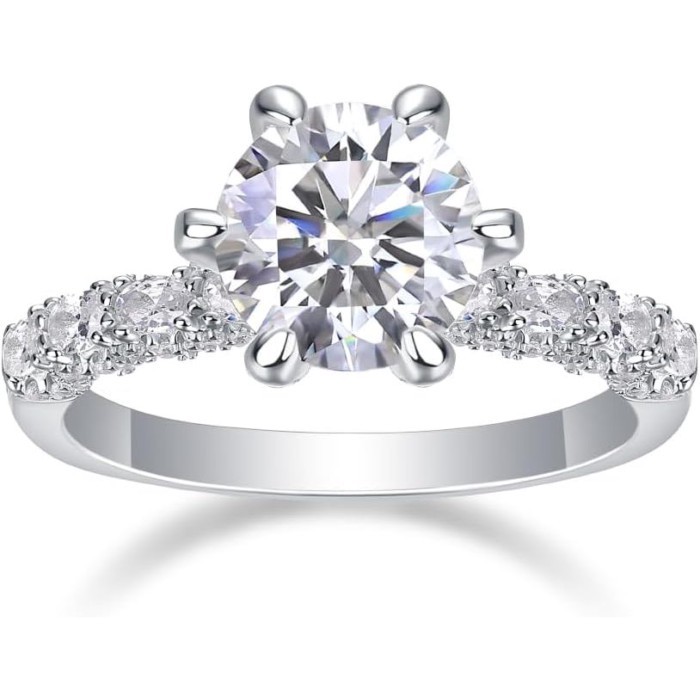 1CT/2CT/3CT 18K เงินสเตอร์ลิงทองรอบตัด Solitare Moissanite แหวนหมั้นสําหรับ | มอยซาไนต์ แหวนแต่งงาน