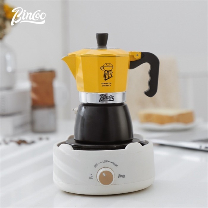 Bincoo Moka Pot Double Valve Coffee Pot Mini Espresso Machine Set เตาเซรามิกไฟฟ้าในครัวเรือน 2 คน