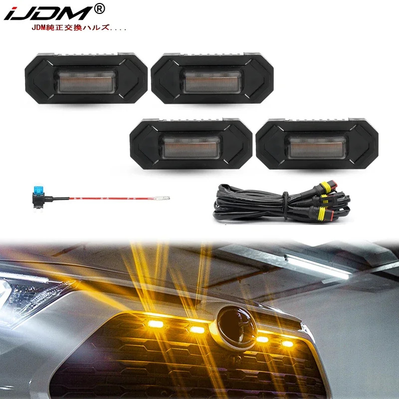 4PCS Raptor Lights Compatible with For Toyota RAV4 LED Grill Lights 2019 2020 2021 2022 Front grill