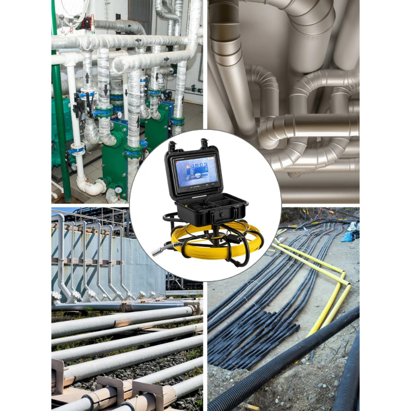 Pipe Inspection Video Camera 9in Monitor 100-300FT 8GB SD Card 23mm Waterproof IP68 Drain Sewer Duc
