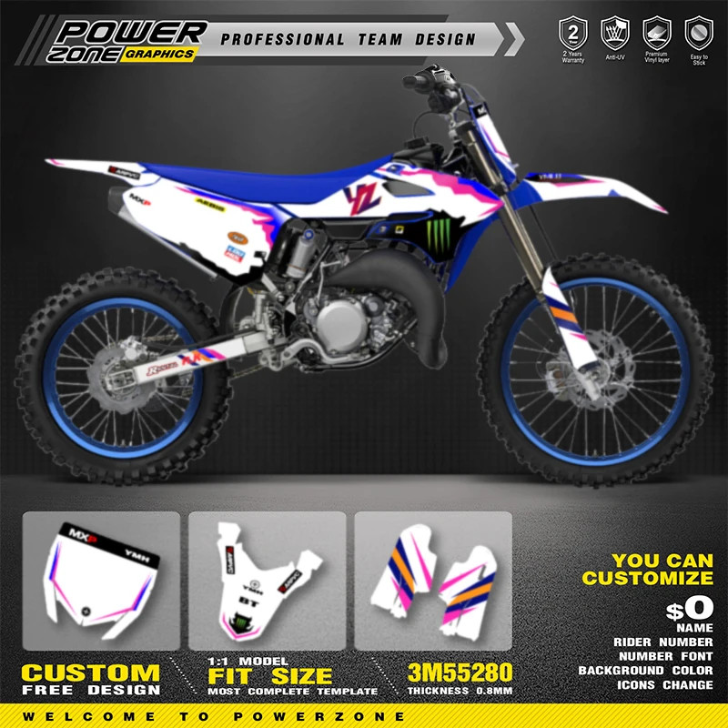 PowerZone Custom Team Graphics Decals For 3M Stickers Kit For YAMAHA YZ85 2022 2023 2024 2025 85 00