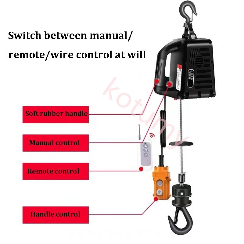 220V/110V 500KG Load Portable Electric Winch Traction Hoist Small Crane Home Decoration Crane Hoist