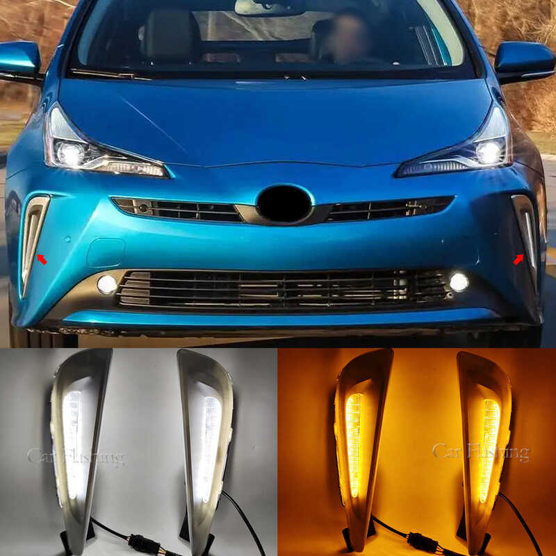 เหมาะสําหรับ Toyota 19-23 Prius Prius Daytime Running Lights ไฟตัดหมอกด้านหน้าวิ่งไฟเลี้ยวน้ํา LED R