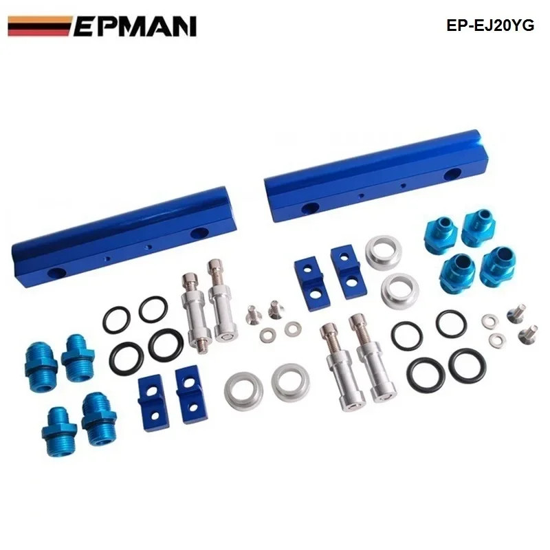 Aluminium Billet Top Feed Injector Fuel Rail Turbo Kit Blue High Quality For SUBARU WRX STI EJ20 EJ