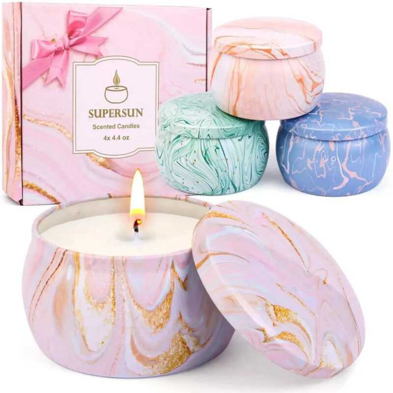 C Candles Gifts For Women, Aroma Candle Set, 17.6 Oz 4 Pack Vanilla Lemon Fig Lavender Candle For H