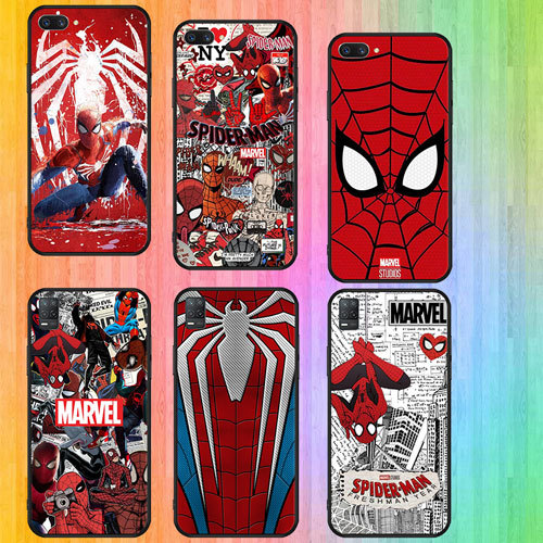 นุ่มสีดํา OPPO A74 F19 Pro Plus R9 F1 R9S A16 A16S A3X A40 A60 A80 A3pro Spider Man2 เคสโทรศัพท์