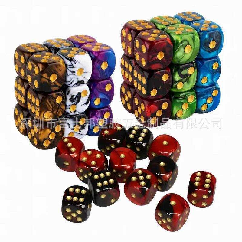 16MM Two-Color Point Dice ปกติอะคริลิคแหล่งกําเนิดแสงโป๊กเกอร์หลากสี